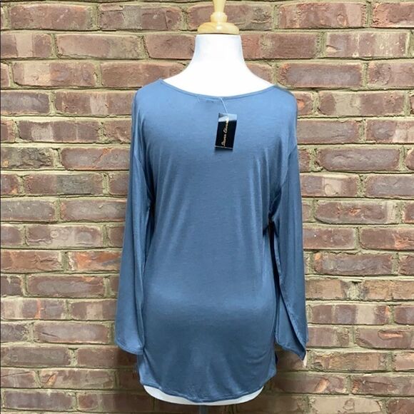 Steven Edwards Gray Tulip Sleeve Crew Neck Top - Picture 3 of 6